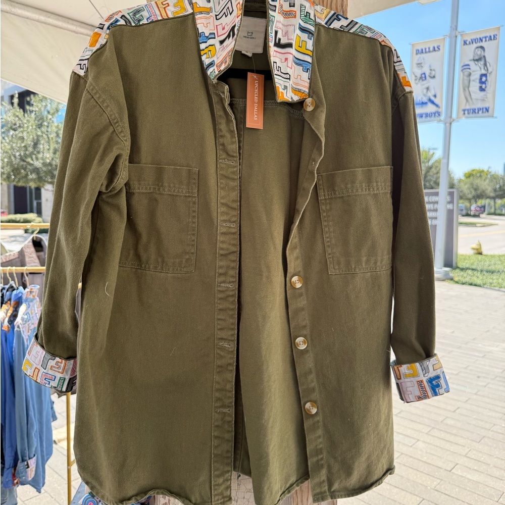 Designer Multicolor Patterned Olive Jacket - image 4